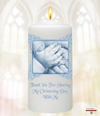 Baby Hands Blue Christening Favour (White)
