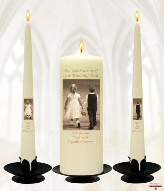Young Love Gold Wedding Candles (Ivory)