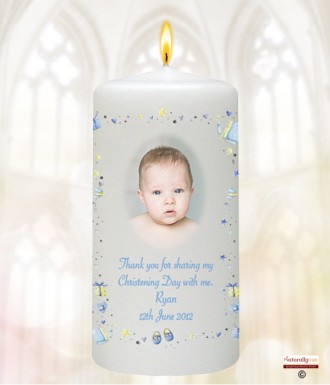 Stars & Hearts Blue Christening Favour (White)