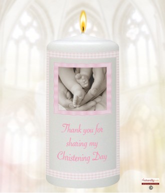 Gingham Feet Girl Christening Favour (White)