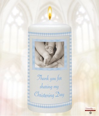 Gingham Feet Boy Christening Favour (White)