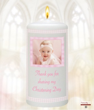 Gingham Girl Photo Christening Favour (White)