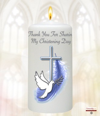 Feather & Dove Blue Christening Favour