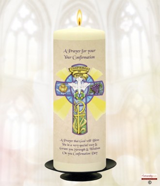 Cross and Dove Confirmation Candle
