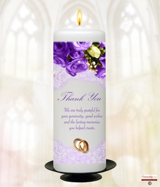 Pearl & Purple Roses Thank You Candle