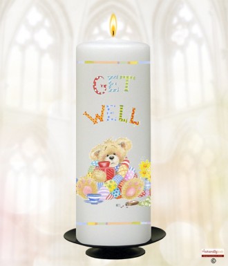 Teddy & Hot Water Bottle Get Well Soon Candle