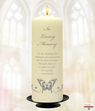Silver Magestic Butterfly Wedding Remembrance Candle