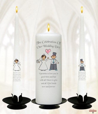 Happy Ever After Wedding Candles (White)