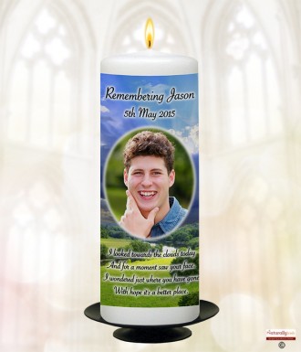 Meadow and Photo Memorial Candle (white/ivory)