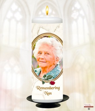 Meadow and Photo Memorial Candle (white/ivory)