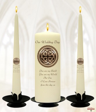 Celtic Sheild Wedding Candles (Ivory)