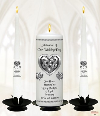 Celtic Heart Wedding Candles (White)