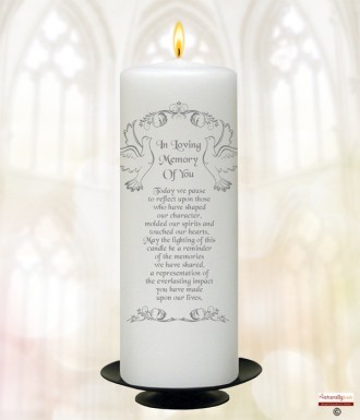 Doves Silver Wedding Remembrance Candle (White)