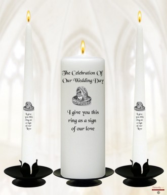 Wedding Silver Rings Wedding Candles (White)