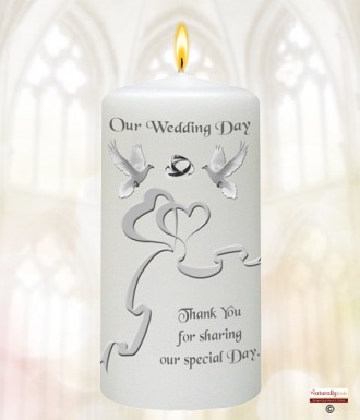 Two Hearts & Doves Wedding Favour Candles