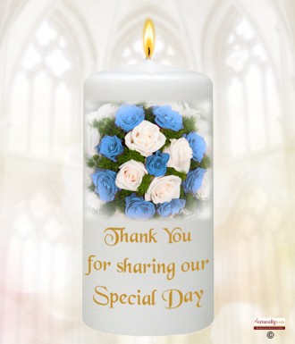 Rose Bouquet Blue Gold Wedding Favour (White)
