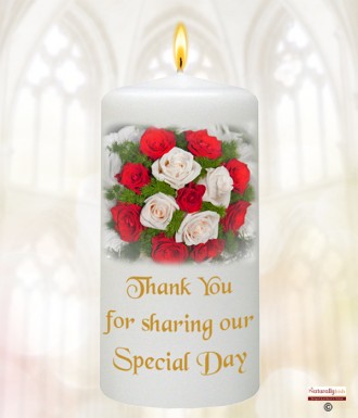 Red Rose Bouquet Gold Wedding Favour (White)