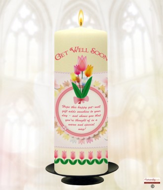 Tulips Get Well Soon Personalised Candle