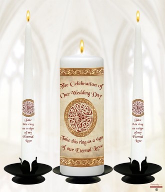 Celtic Gold Wedding Candles (White)