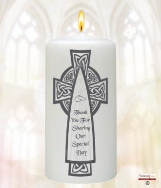 Celtic Cross Navy & Silver Wedding Favour (White/Navy Trim)