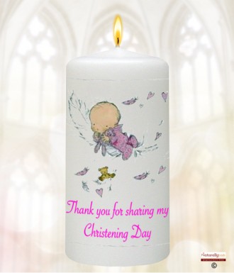 Feather Baby Pink Christening Favour (White)