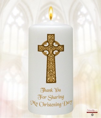 Holy Cross Gold Christening Favour (White)