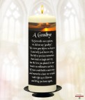 Gold Cross Memorial Candle (white/ivory)