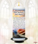 Gold Cross Memorial Candle (white/ivory)