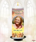 Gold Cross Memorial Candle (white/ivory)