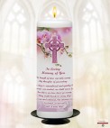 Gold Cross Memorial Candle (white/ivory)