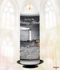 Gold Cross Memorial Candle (white/ivory)