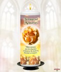 Gold Cross Memorial Candle (white/ivory)