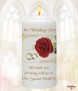 Red Roses & Gold Rings Wedding Candles (White) - Click to Zoom