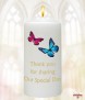 Pink & Blue Butterflies Gold Wedding Candles (White) - Click to Zoom