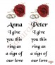 Red Roses & Silver Rings Wedding Candles (White) - Click to Zoom