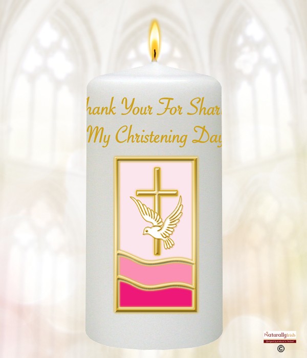 Dove, Cross & Water Pink Christening Favour