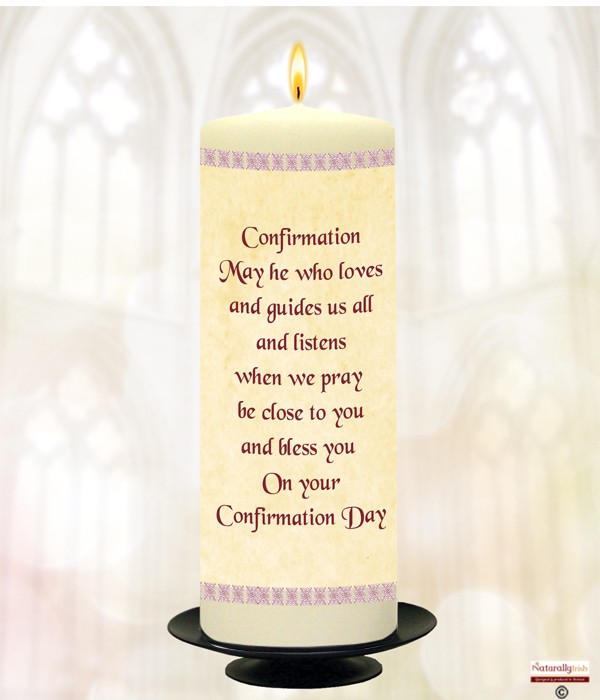 Dove, Bible and Cross Red Confirmation Candle » Naturally Irish