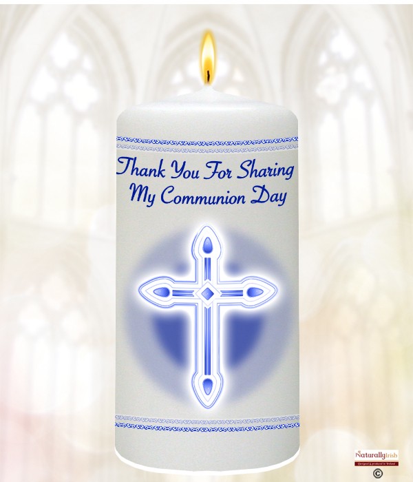 Blue Cross Communion Favour Candle