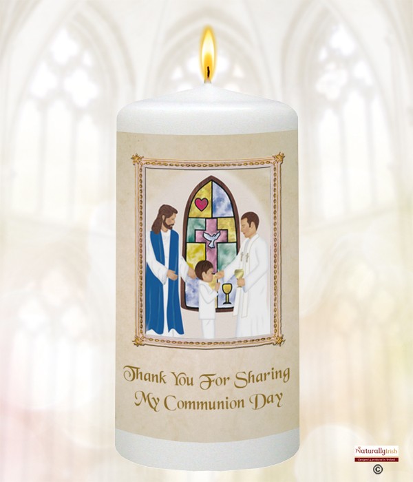 Modern Boy Gold Communion Favour Candle
