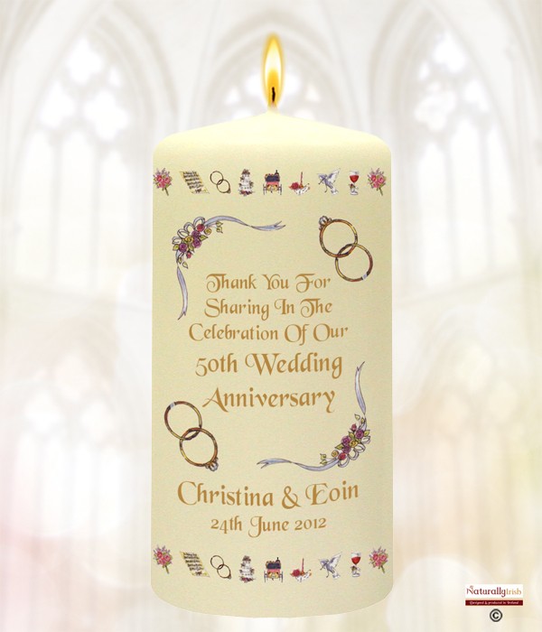 Ribbons Happy Golden Wedding Anniversary Candles » Naturally Irish