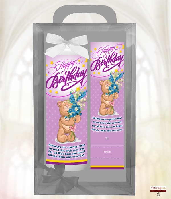 Teddy & Flowers Birthday Candle