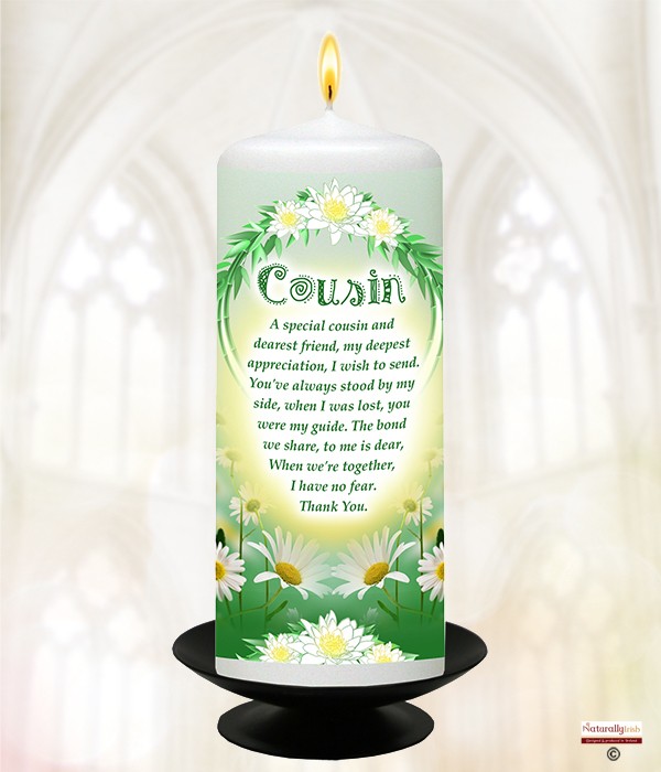 Friend Flowers - Cousin - 6inch White Candle