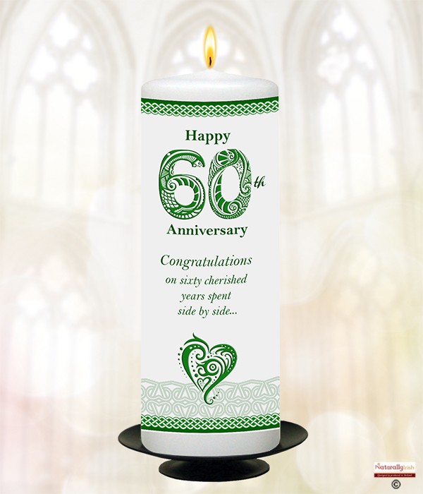Celtic Numbers Happy 60th Anniversary 9inch Candle