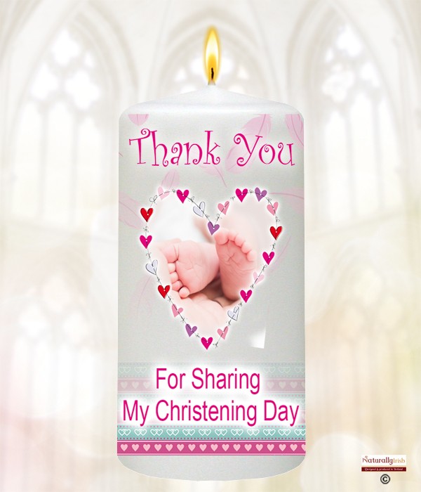 Feathered Hearts Pink Christening Favour