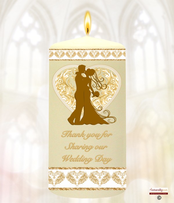 Feathered Hearts Gold Wedding Favour