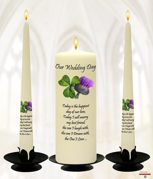 Shamrock & Thistle Wedding Candles