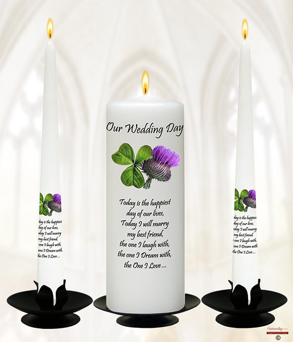 Shamrock & Thistle Wedding Candles