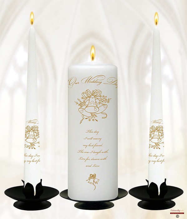 Wedding Bells Gold Wedding Candles