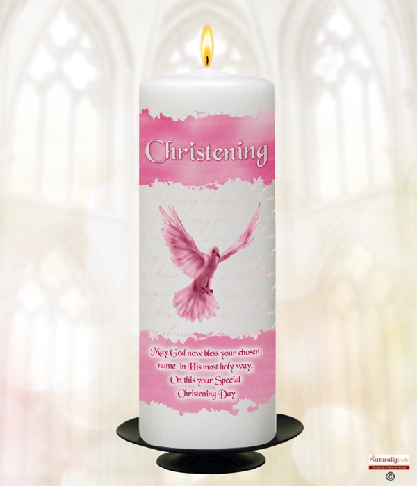 Dove Pink Christening Candle