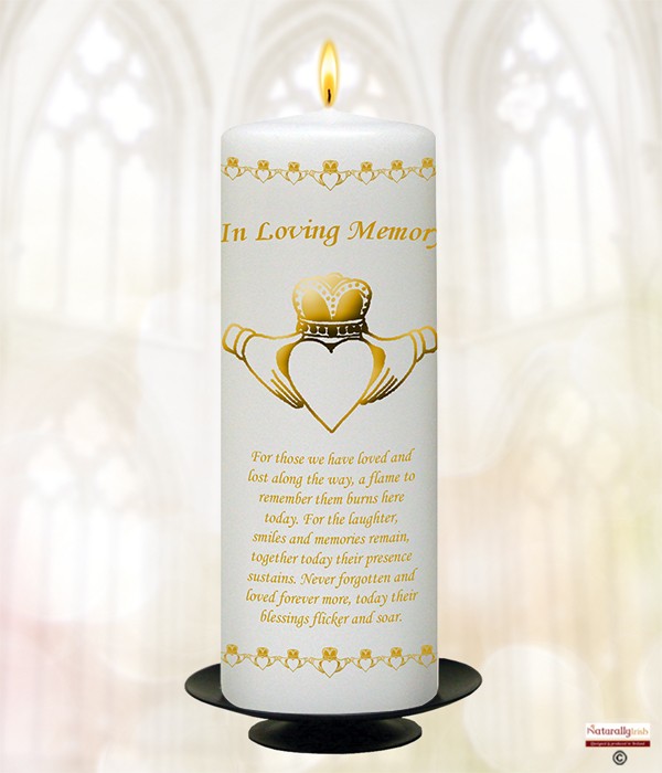 Claddagh Heart Gold 9inch Remembrance Candle
